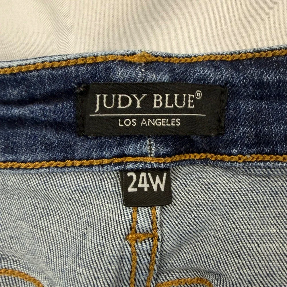 Judy Blue Skinny Fit Jeans Women 24W Blue Raw Hem High Rise Stretch JB82527DK-PL